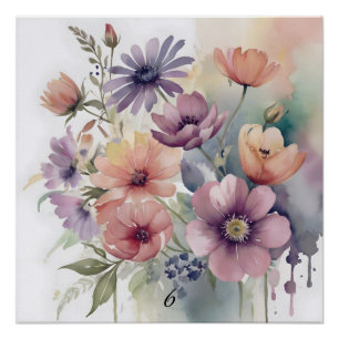 Póster Acuarela Rustica Flora Silvestre Arte Floral