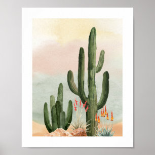 Póster Acuarela Saguaro Cactus Poster de guardería