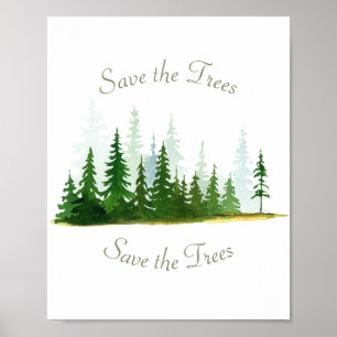 Póster Acuarela Salve Al Poster Del Bosque De Los Árboles