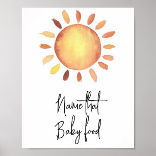 Póster Acuarela sol - Nombra esa comida para bebé