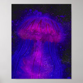 Póster acuarela submarina iluminante