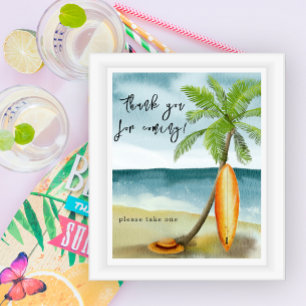 Póster Acuarela surf playa - Gracias por venir