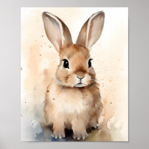 Póster Acuarela Tan Bebé Conejo Nursera