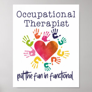 Póster Acuarela Terapia Ocupacional La Diversión En
