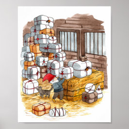 Póster Acuarela tradicional sueca de Navidades de tomate