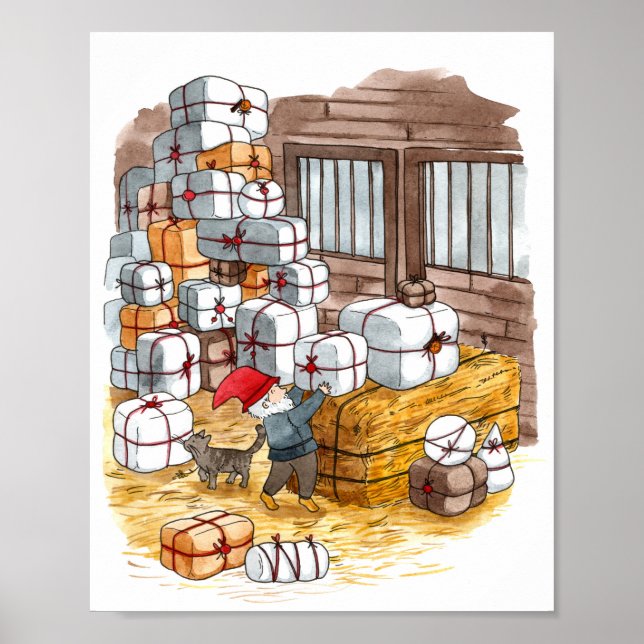 Póster Acuarela tradicional sueca de Navidades de tomate (Frente)