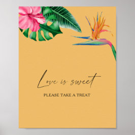 Póster Acuarela tropical - el amor es dulce, tómate un re