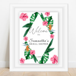 Póster Acuarela Tropical - signo de bienvenida a la ducha