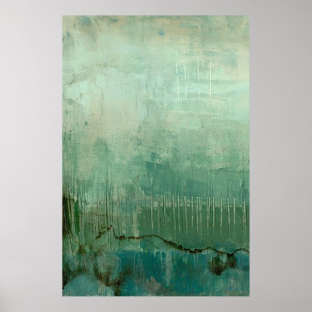 Póster Acuarela verde contemporánea (Frente)