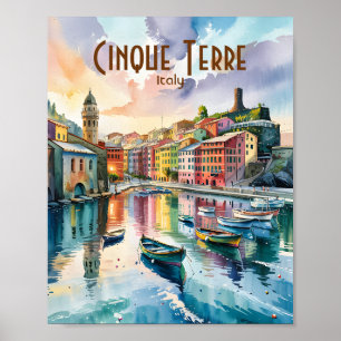 Póster Acuarela Vernazza Cinque Terre Italia Colorido
