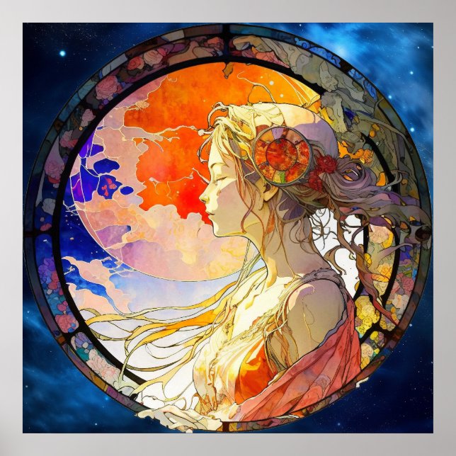 Póster Acuarela vibrante del Poster Chica (Frente)