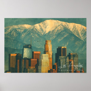 Póster Acuarela Vintage de Los Ángeles Retro California