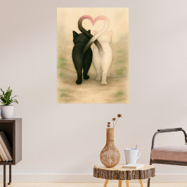Póster Acuarela vintage de vacaciones en gatos El día de 