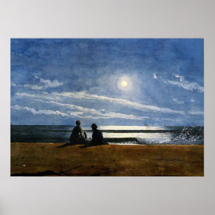 Póster acuarela Winslow Homer, luz de luna