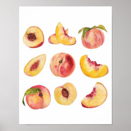 Póster Acuarela Y Coloridas Bajas Frescas De Peach,