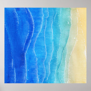 Póster Acuarela y vistas a la playa.