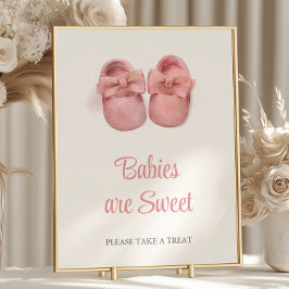Póster Acuarela Zapatos rosas Baby Shower Los bebés son d