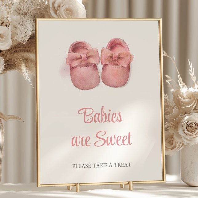 Póster Acuarela Zapatos rosas Baby Shower Los bebés son d (Subido por el creador)
