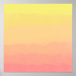 Póster acuarelas coralinas anaranjadas de la puesta del