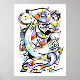 Póster acuarelas del zoológico