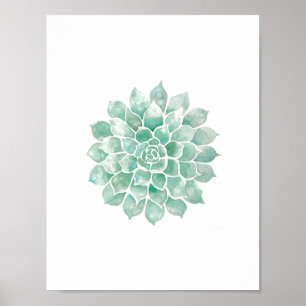 Póster Acuarelas vivas: azul-verde