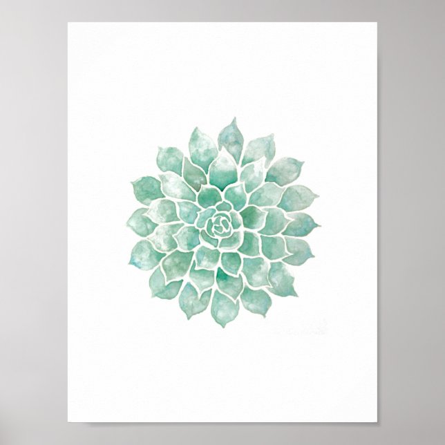 Póster Acuarelas vivas: azul-verde (Frente)