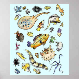 Póster Acuario de agua salada