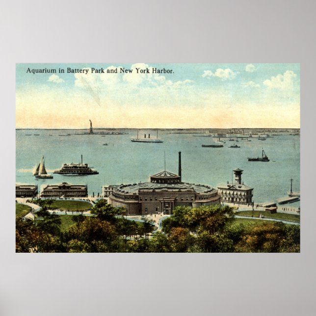 Póster Acuario de Battery Park NY 1920 Vintage (Frente)