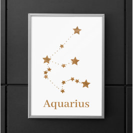 Póster Acuario de oro del Rótulo Zodiaco moderno | Aire d