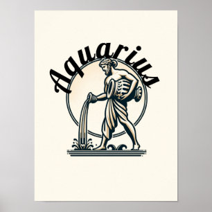 Póster Acuario el Portador de Agua Zodiaco Antiguo