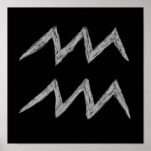 Póster Acuario. Rótulo de la astrología del zodiaco.