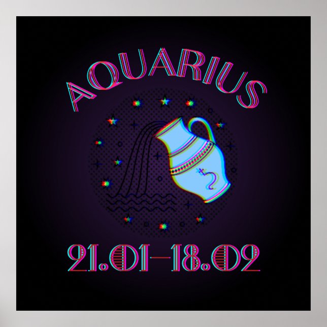 Póster Acuario, signo de zodiaco, horóscopo (Frente)