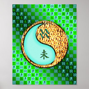 Póster Acuario y cabra de fuego