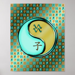 Póster Acuario y rata Metalizado