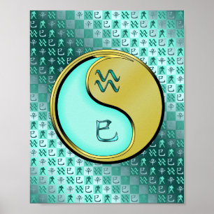 Póster Acuario y serpiente Metalizado