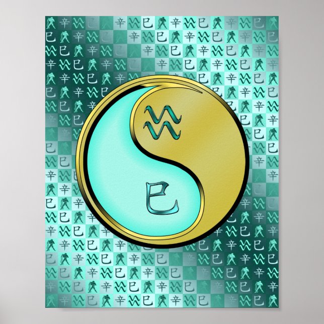 Póster Acuario y serpiente Metalizado (Frente)