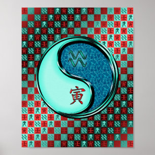 Póster Acuario y tigre acuático