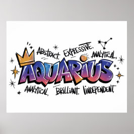 Póster Acuario Zodiaco Grafiti