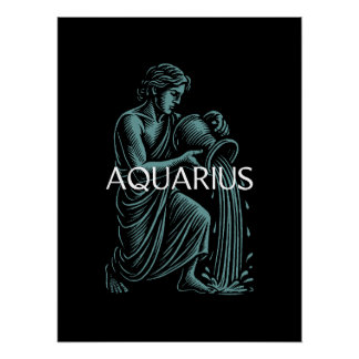 Póster Acuario Zodiaco – Portador de Agua Vintage