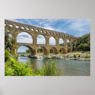 Póster Acueducto romano sobre el río, Francia