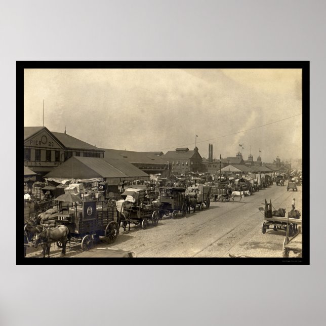 Póster Acumulación de cargas de comida en vagones en Nuev (Frente)