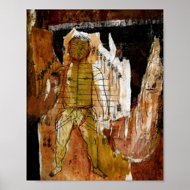 Póster Acupuntura, collage y medios mixtos (Frente)