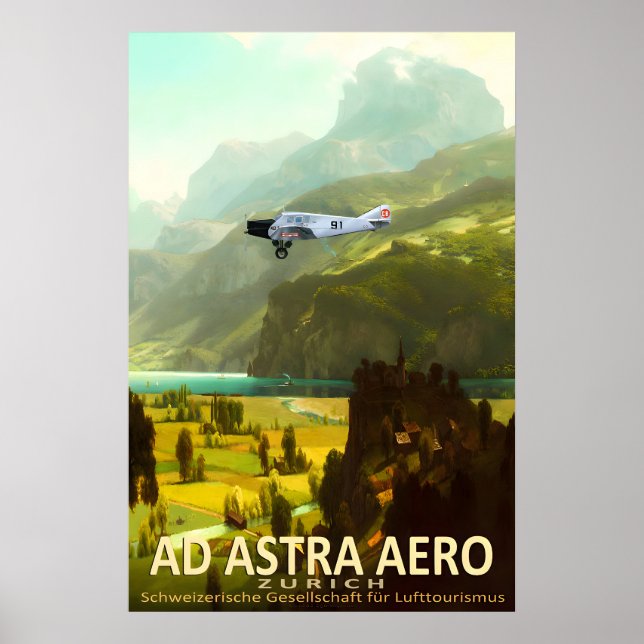 Póster Ad Astra Aero Lago Lucerna Arte de Viajes S (Frente)