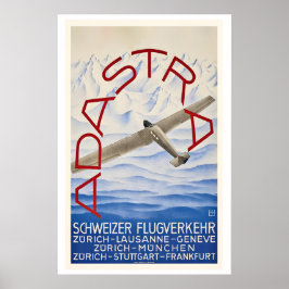 Póster Ad Astra Aero Traffic Zurich Lausanne Geneve