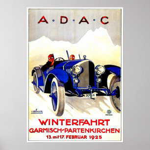 Póster ADAC Carrera Automática Alemana ~ Anuncio de Autom