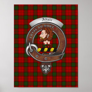 Póster Adair Clan Badge & Tartan 8.5x11 Poster