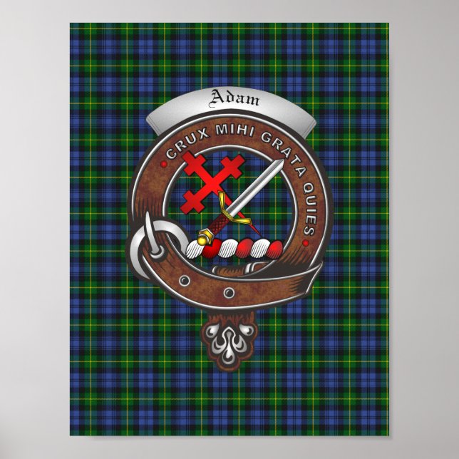 Póster Adam Clan Badge y Tartan 8.5x11 Poster (Frente)