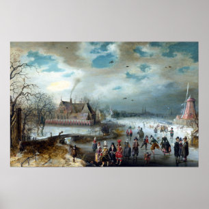 Póster Adam van Breen Patinando en el congelado río Amste