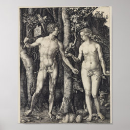 Póster Adam y Eva, grabando por Albrecht Durer