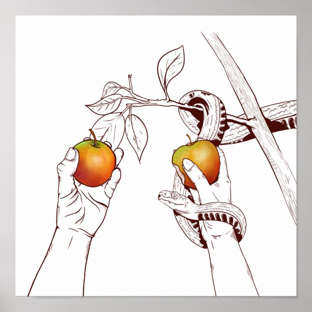 Póster Adán y Eva con la serpiente (Frente)